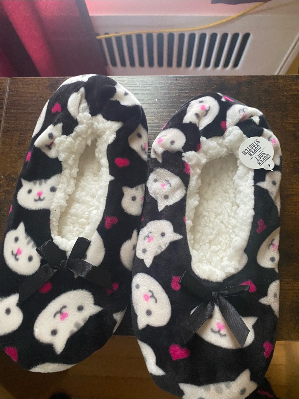 Cozy Black Cat Print Slipper Shoes
